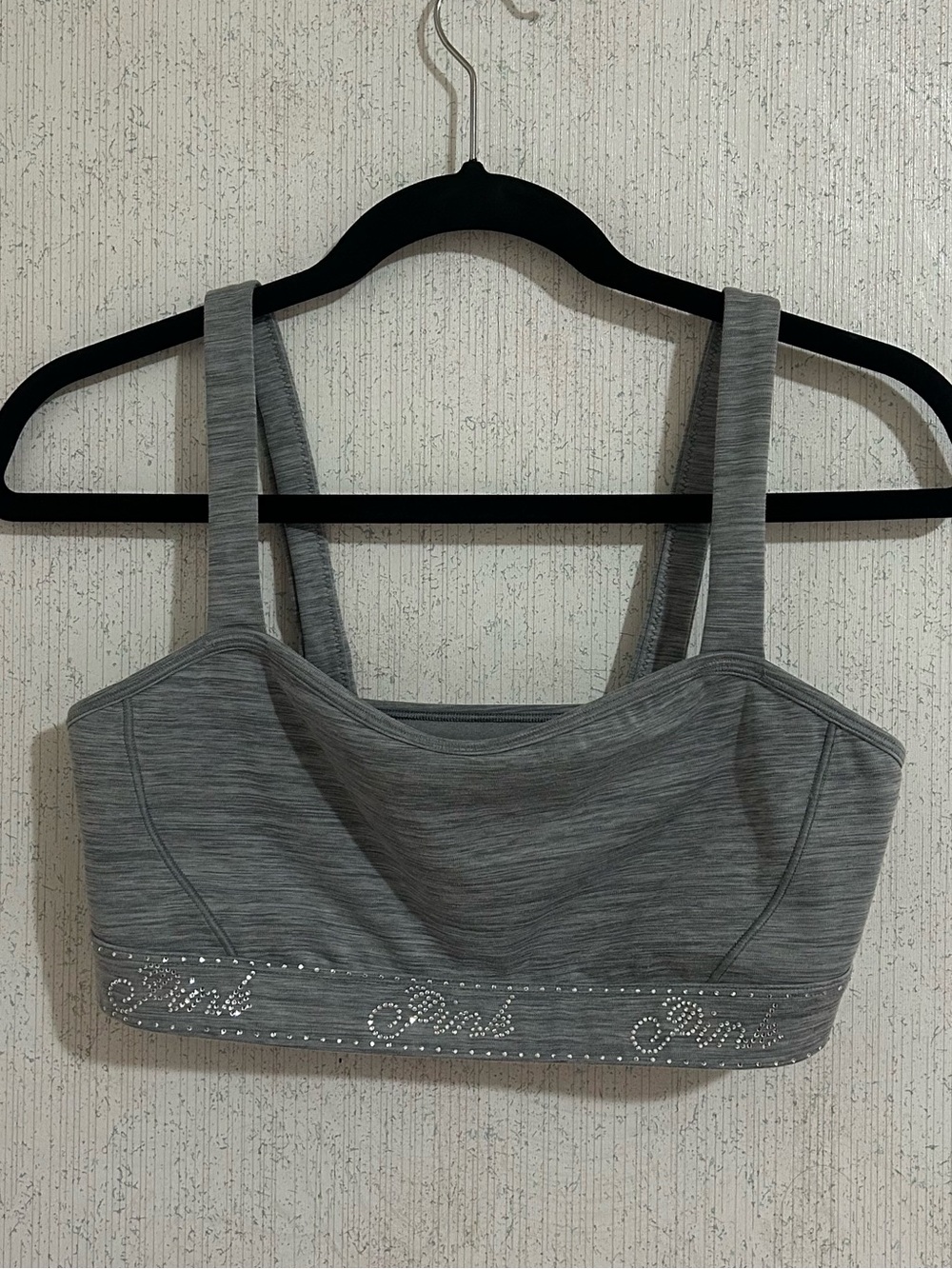 Victoria's Secret Gray Seamless Rhinestone Logo Sports Bra
